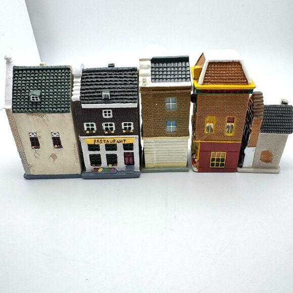 Amsterdam Miniature Ceramic Canal House 5 Pc Figurines Decorative Collectibles - Picture 4 of 11